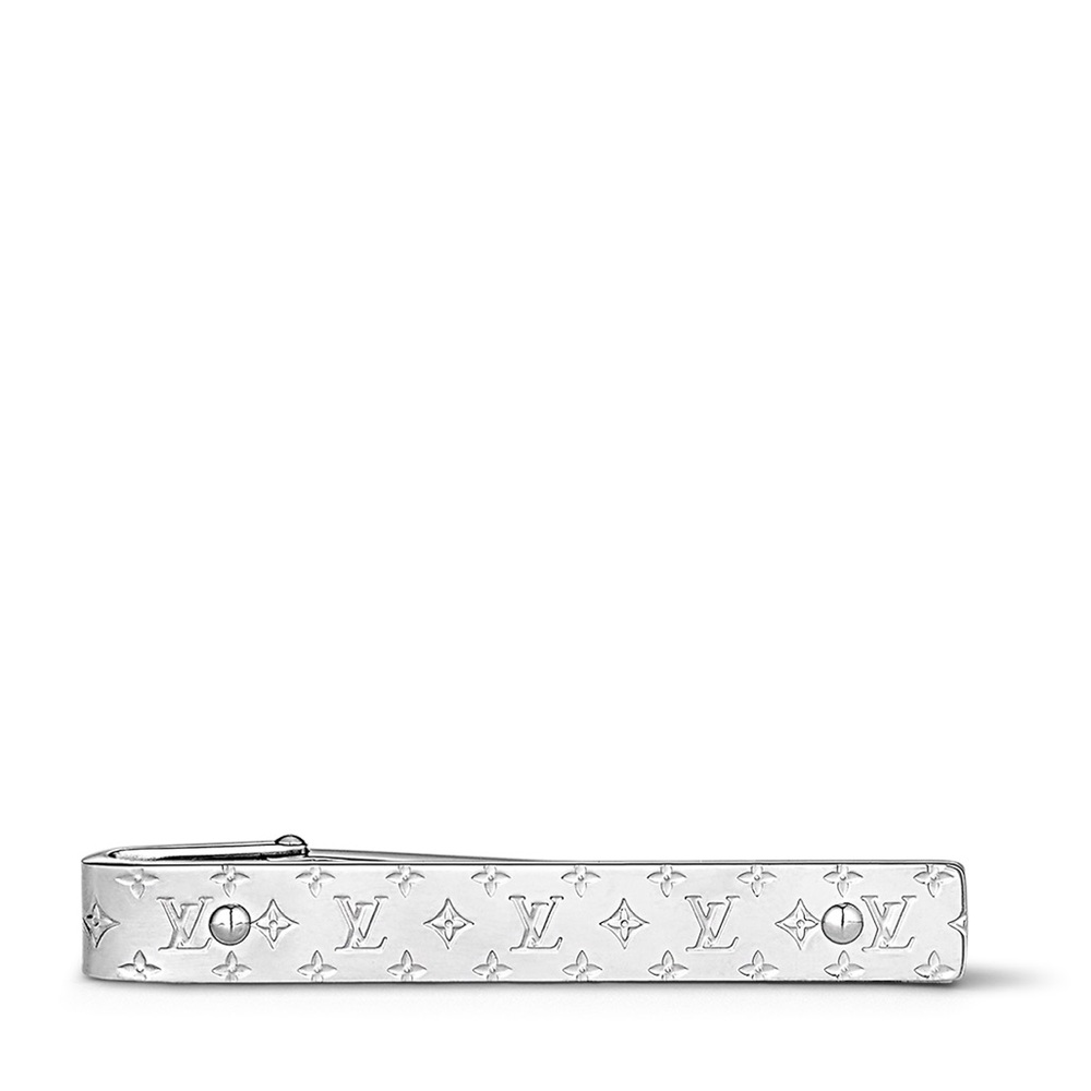 Louis Vuitton Silver Monogram Bold Tie Pin Clip with flaws/scratches